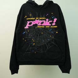Medium Sp5der “pink” Black Hoodie