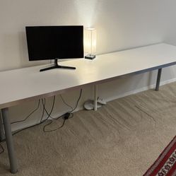 Long White Table (Metal Edging Strip)