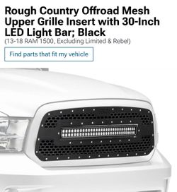Rough Country Offroad Mesh Upper Grille Insert with 30-Inch LED Light Bar; Black (13-18 RAM 1500, Excluding Limited & Rebel)