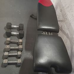  Dumbbells 2 25 Lb 2 15 Lb 2 10Lb     Bowflex  Bench.
