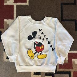 Vtg 80s Mickey Mouse Crew Neck Sweatshirt Youth Disney