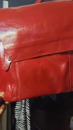Red Leather Flap Shoulder Bag