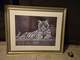 Large White Tiger Artwork Framed