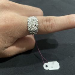 925 Silver Nugget Ring With Diamond Cut 