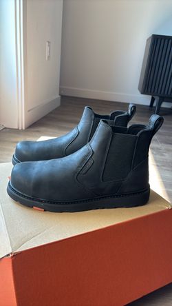 Black Leather Chelsea Work Boots (Brunt)