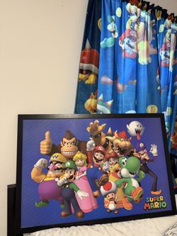 Super Mario Curtains and Picture Frame
