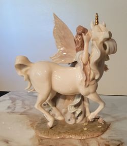 Fantasy décor  Unicorn collectors  Fairy collectors Porcelain Figurine – 10” Tall – $30