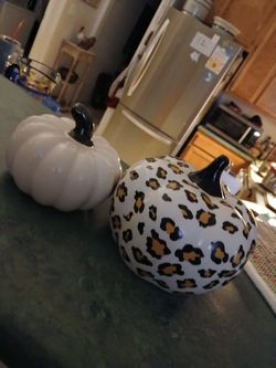 Decorative Ceramic Pumpkins Set of 2