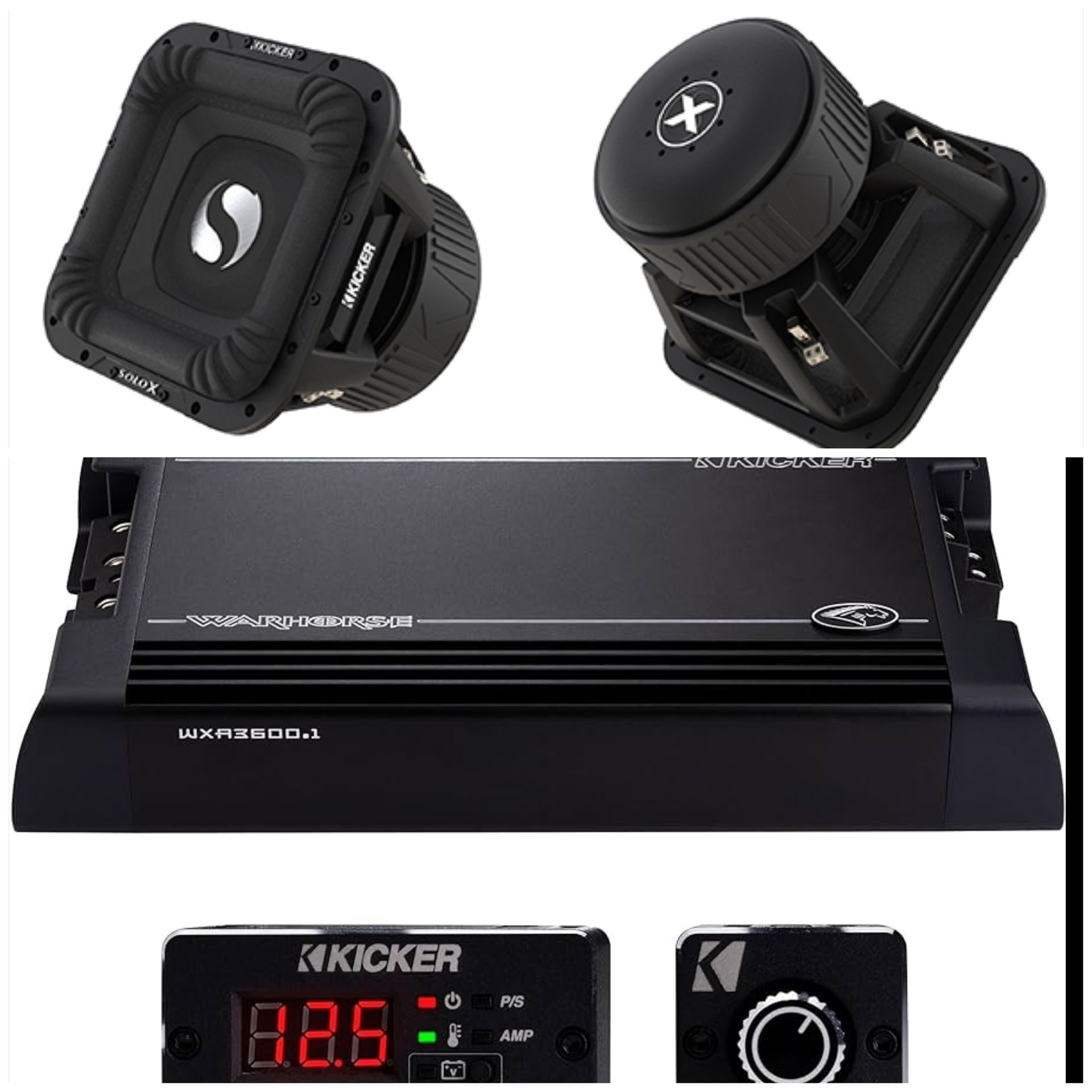 NEW POWERFUL KICKER SOLO X 15” SUBWOOFERS AND KICKER WARHORSE AMP
