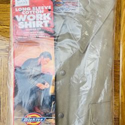 Dickies Long Sleeve Cotton Work Shirt 19-19.5 x 34-35/ 3XL Khaki/Tan Made In USA