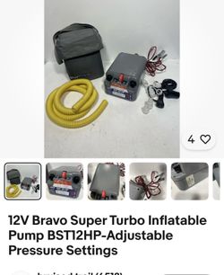 12V Bravo Super Turbo Inflatable Pump BST12HP-Adjustable Pressure Settings