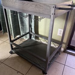 INDUSTRIAL STYLE BAR CART* with wheels (H32.5"W18"L26")