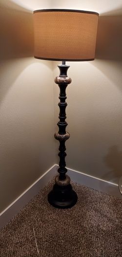 Floor Lamp 58 Inches Marble And Black Metal
