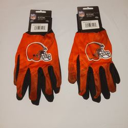 Two pairs of Cleveland Browns halftone sport utility gloves