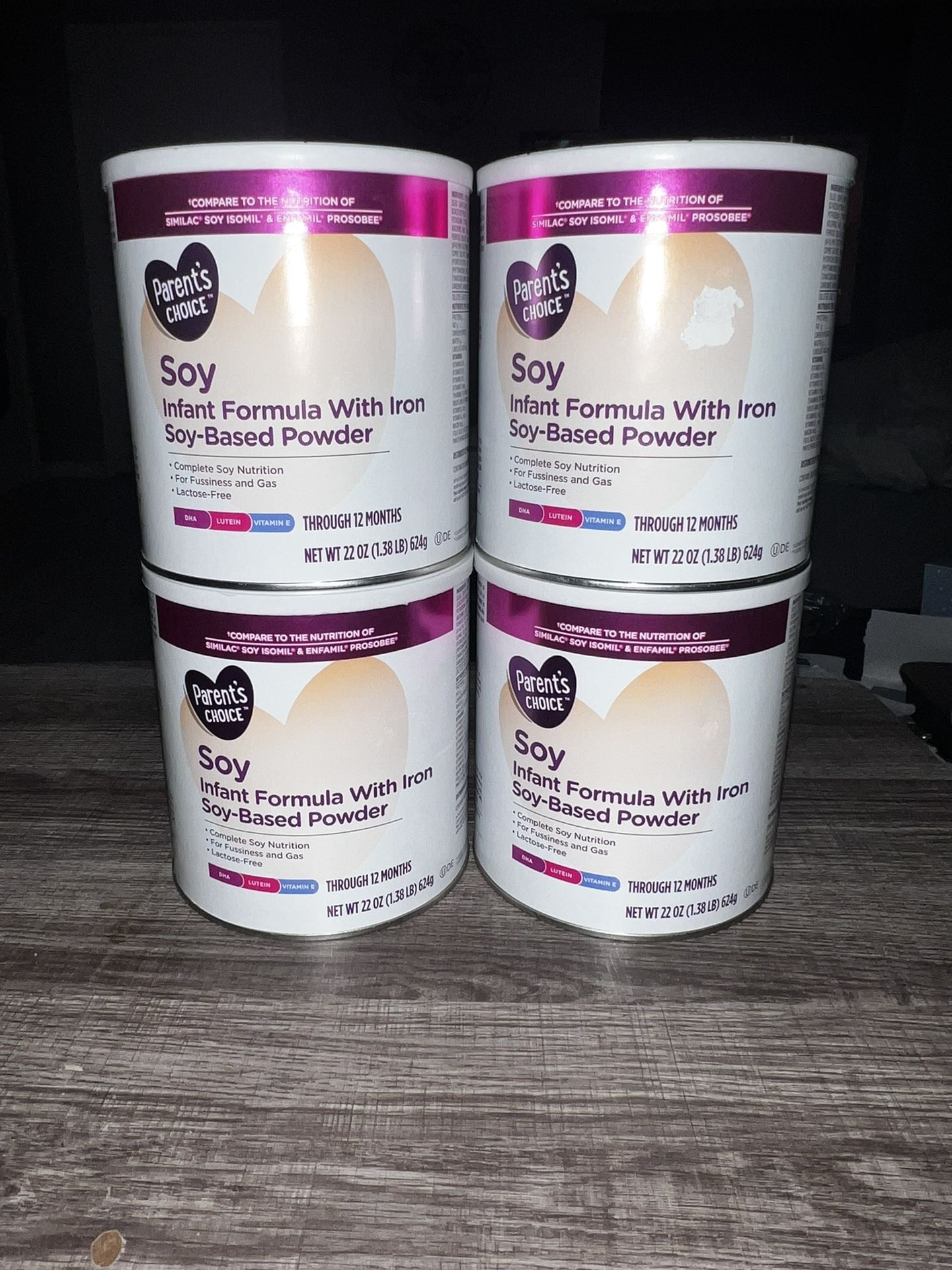 Parents CHOICE Soy Infant powder Formula 4 cans all NEW sealed 22oz each