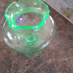 Green Depression Glass Vase
