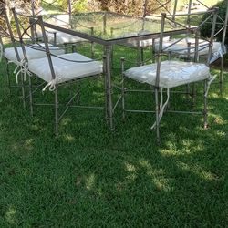 Iron Pewter Patio Or Sunroom Table And Chairs