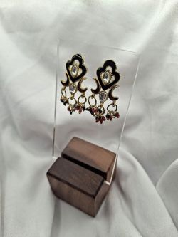 Vintage Indie Black Red & Gold Chandelier Earrings
