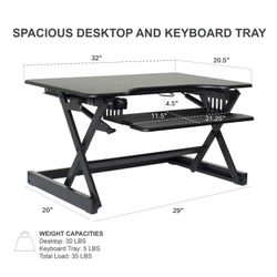 32" Adjustable Desk Riser Rocelco