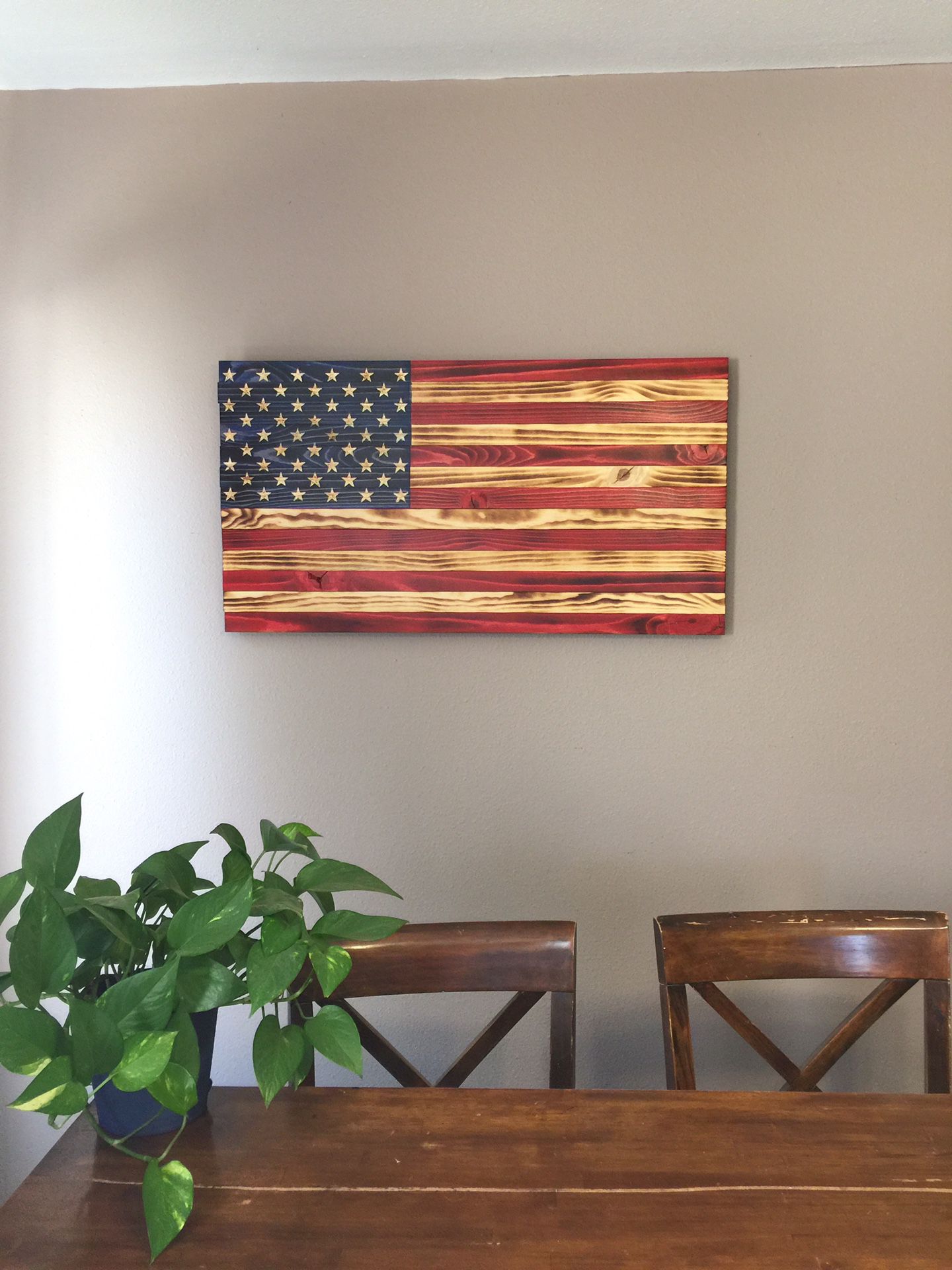 Wooden American flags