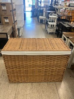 SONGMICS 52.8gal (200 L) Laundry Hamper Rattan Clothes Basket w/ Lid and Handles - Natural