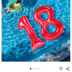 New In Box. INFLATABLE "18" W/GLITTER. USE FOR BIRTHDAY, ANNIVERSARY. CAN USE SEPARATELY. USE IN POOL OR NO POOL. SEE PHOTOS. CASH, PICK-UP ONLY