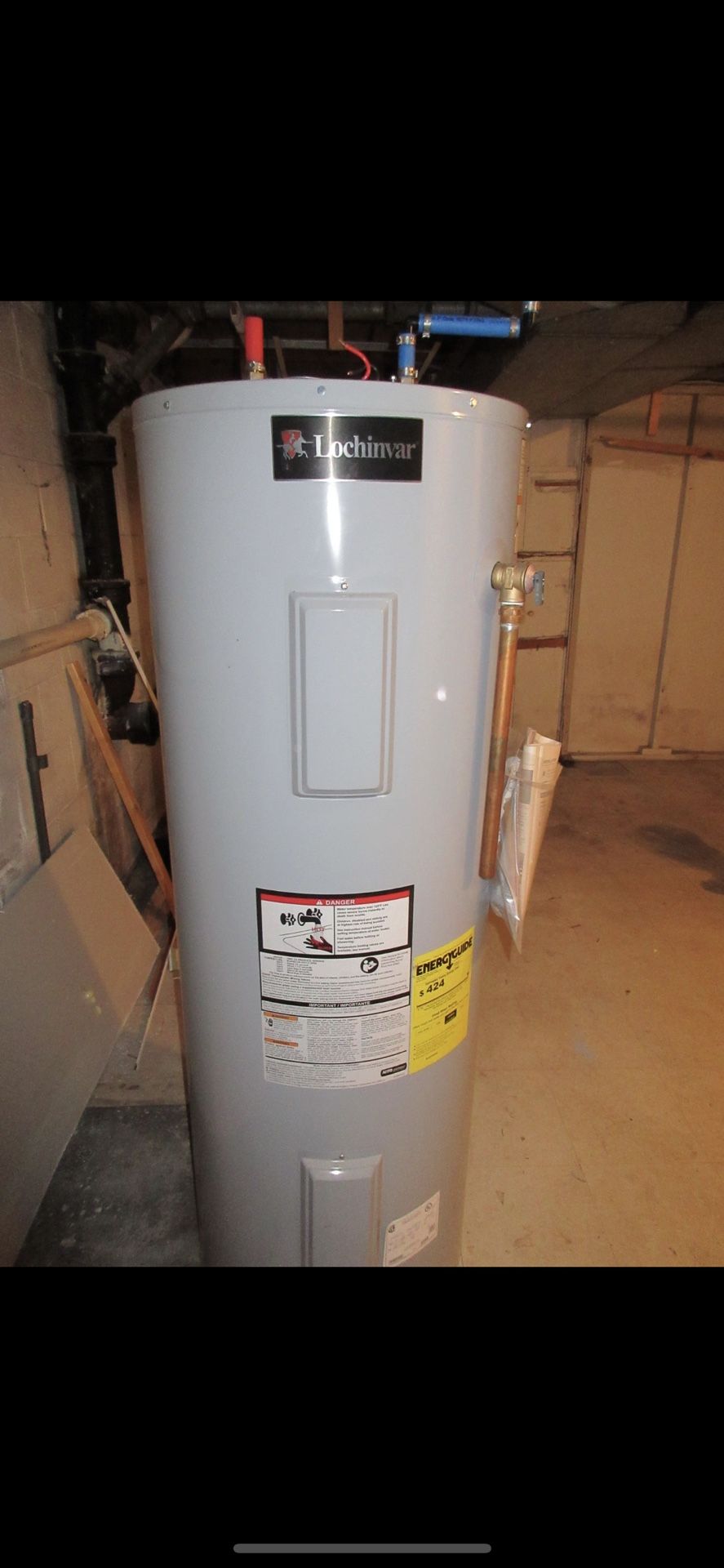 50 gallon electric water heater. One year old.