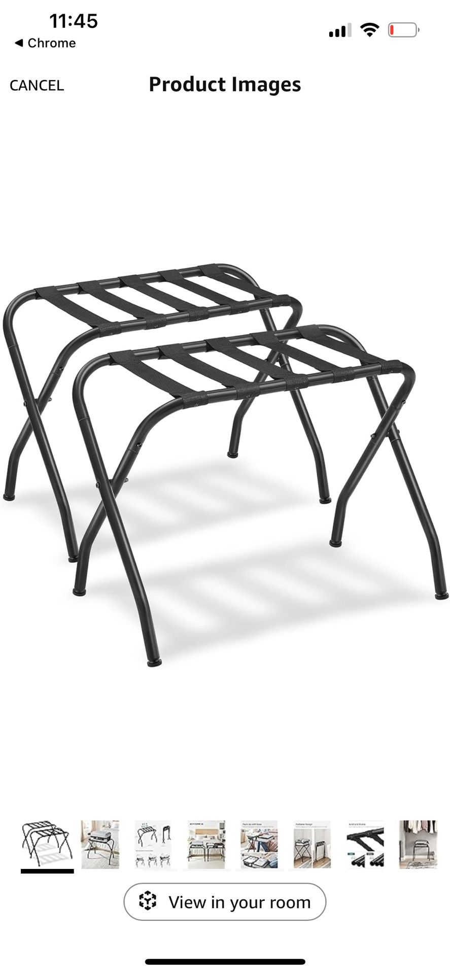 Luggage Rack, Pack of 2, Luggage Racks for Guest Room, Suitcase Stand, Steel Frame, Foldable, for Bedroom, Black URLR64B-2
