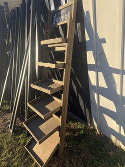 Rustic Ladder Display With Chalkboard Area To Customize Wording