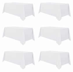 Vidafete 6 Pack White Tablecloth 90 x 156 Inch - Rectangle Table Cloth