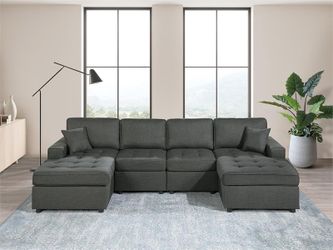 U Shape Sectional – Ash Black Color