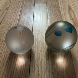 Set Of  2  Glass Orbs-about 3-4 Inches Round 