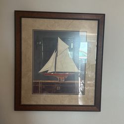 Big Sailboat picture, Nice Wooden Frame