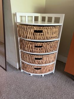 Wicker and Wood small chest of drawers