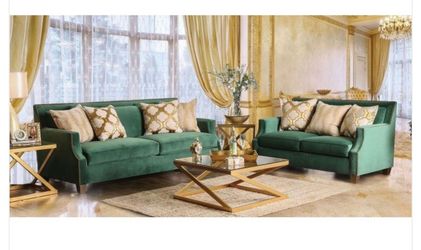 Matching Emerald Green Velvet Sofas
