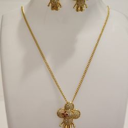 14K gold Filled Chain With Pendant And Earrings 