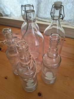 Set of Clear Glass Bottles