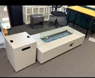 Moving sale !! New 56"Outdoor Rectangle Fire Pit Table and Propane Tank Cover 50000 BTUR (has minor scratch)