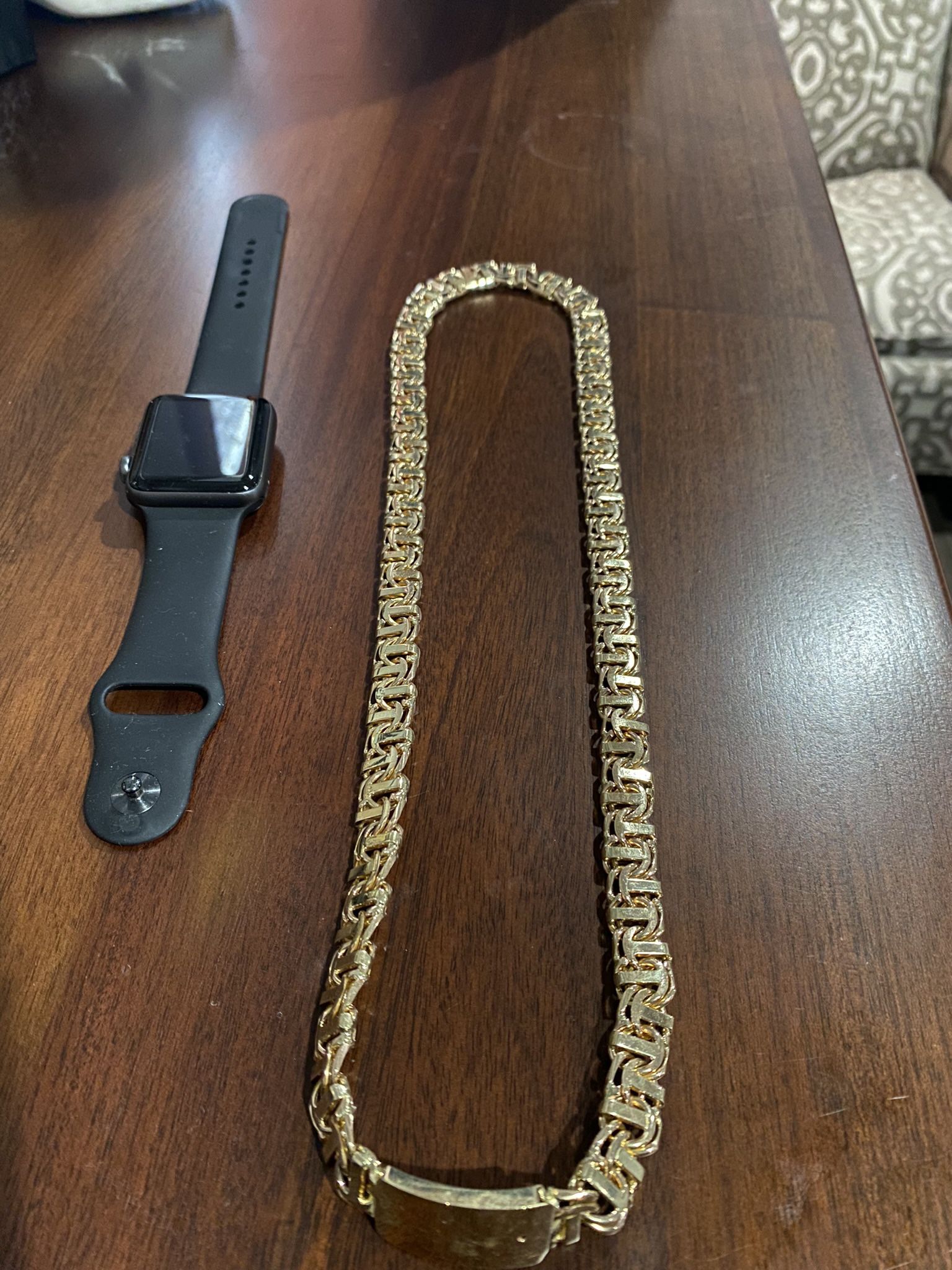 127G  25” 10K Solid Gold Chino Link Bar Chain 