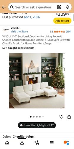 Beige/white sectional *MUST GO ASAP*