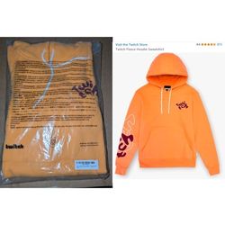 NEVER USED.  "Twitch" Brand Unisex Orange Hoodie Size Medium 