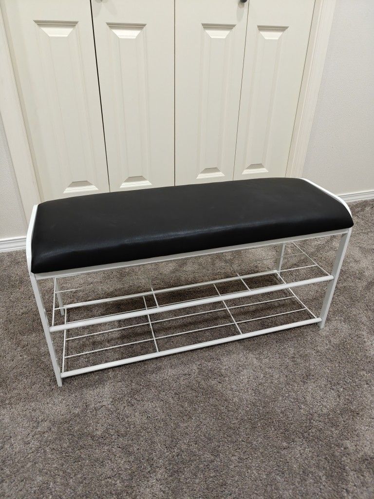 Black and White Shoe Bench Rack