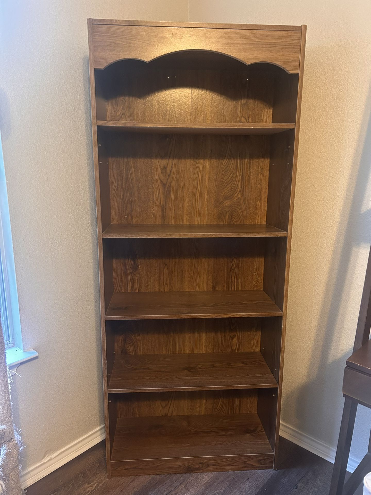 Two Brown Bookshelves