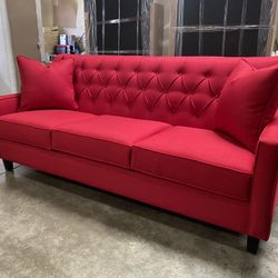 Classic LA style Red Tufted Sofa 3 Seats 