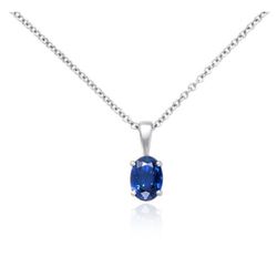 Oval Solitaire Sapphire Pendant In 18k White Gold (7x5mm)