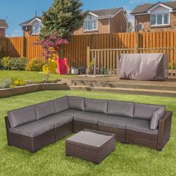 Kinsunny Steel/ Wicker Outdoor Patio Furniture Sectional - 6 Pieces