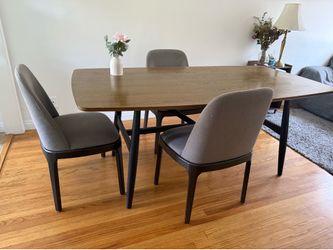 Modern Wood Dining Table with 4 Chairs