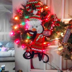 Candy cane Initial Winter Wreath - Christmas