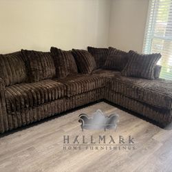 Chocolate Fluffy Sectional Couches