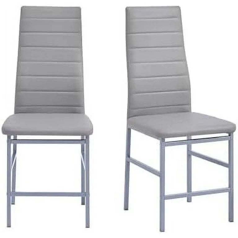PU Leather Dining Chairs Set of 2, Modern Kitchen & Dining Room Chairs, Leather Upholstered Dinner Chairs with Metal Legs for Small Space, Light Grey